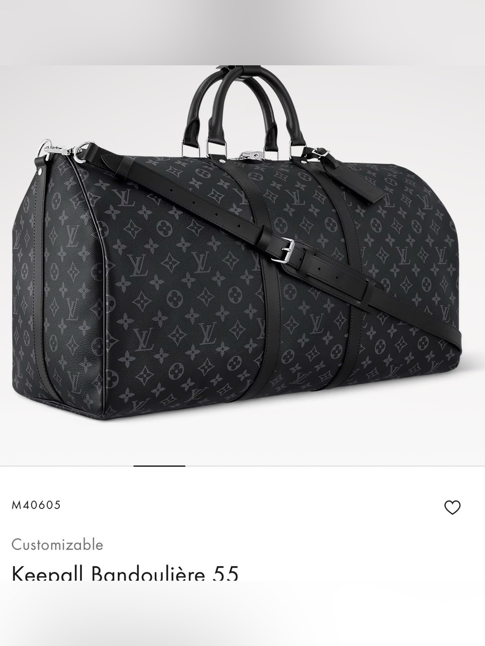 Louis Vuitton Keepall Bandoulière 55 Monogram Duffel Bag with Shoulder Strap